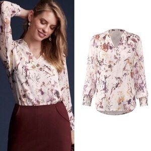 Cabi goddess blouse Floral Print V-Neck Blouse xs
